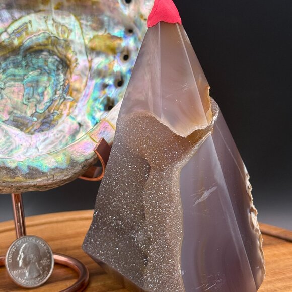 Sugar Druzy Agate Diamond Power Point Tower Geode Crystal - Picture 2 of 8